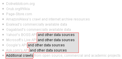 other data sources and additional crawls...?