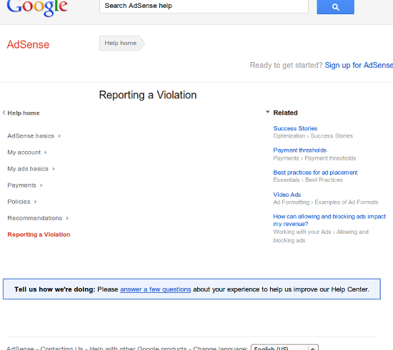 What AdSense violation report?