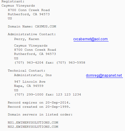 caymus.com whois