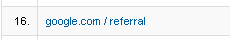 Google Analytics, Google.com referrer