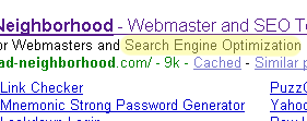 Google AJAX search for [bad neighborhood] highlighted phrase